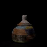 Petit Panier Rond Multicolore en Osier et Plastique Recyclé