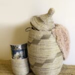 Lot de 2 Paniers Africains en Osier et Plastique Recyclé - Polyvalence et Style