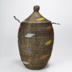 Panier à Linge Africain Multicolore en Osier et Plastique Recyclé