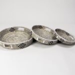 Lot de 3 Corbeilles Africaines Noir et Blanche en Osier