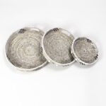 Lot de 3 Corbeilles Africaines Lignes Noires en Osier