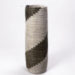 Porte-Parapluie Blanc avec Bande Noire en Osier et Plastique Recyclé