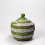 Panier Vert et Blanc en Osier et Plastique Recyclé