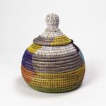 Petit Panier Rond Multicolore en Osier et Plastique Recyclé