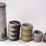 Lot de 5 Paniers Africains en Osier de Tailles et Couleurs Différentes