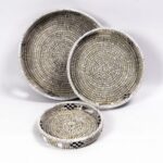 Lot de 3 Corbeilles Noir et Blanche en Osier