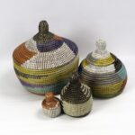 Lot de 4 Petits Paniers de Rangement Multicolore avec Couvercles